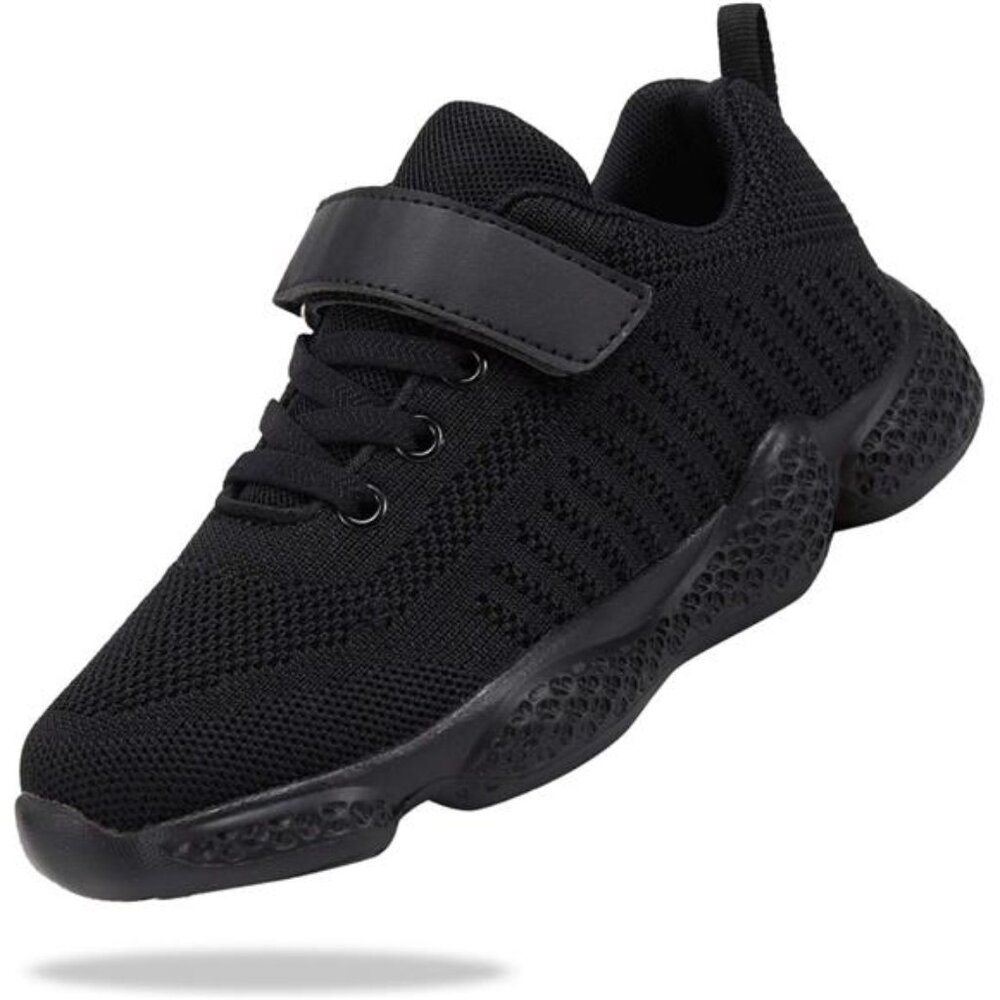 Kids Boy Girls School Black Uniform Rubber Shoes Sneakers Tennis Running Shoes‎